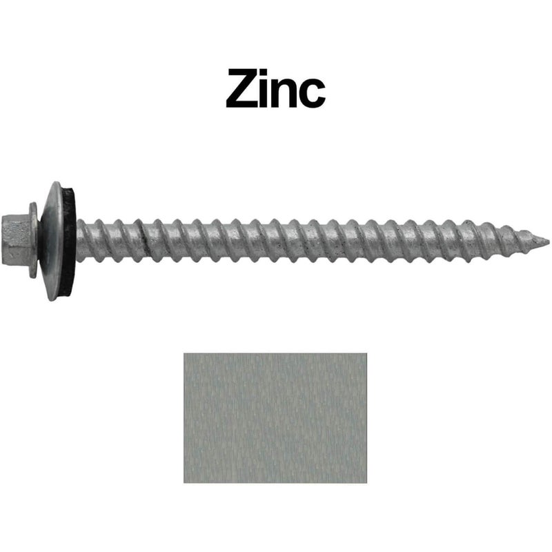 Jake Sales Metal ROOFING SCREWS: (250) 12 x 2-1/2" GALVANIZED/ZINC Hex ReGrip Head Sheet Metal Roof Screw. Sharp Point metal to wood siding screws. EPDM washer. Colored head - Image 2